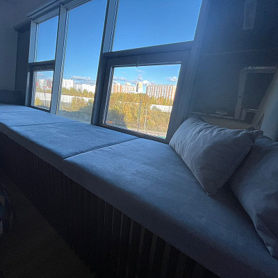 Серый матрас на подоконник, любой размер, толщина, ткань на заказ от фабрики Gliver. Отзыв клиента на матрасик и подушки фабрики Гливер. 5 звезд. 